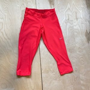 Neon pink Nike dri fit capri athletic bottoms